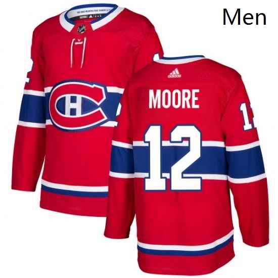 Mens Adidas Montreal Canadiens 12 Dickie Moore Authentic Red Home NHL Jersey